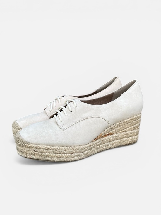Anthropologie Bettye Muller Concepts Regina Espadrille Derby Wedge in Cream Sz 8 - Picture 3 of 11